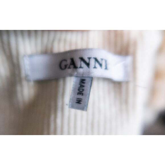 GANNI "Ridgewood" Cream Corduroy Tan Faux Fur Collar Coat US 6 - Picture 12 of 14